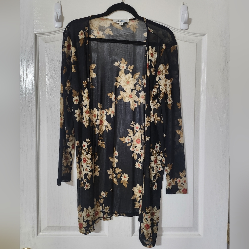 Alice Blue Floral Sheer Shawl